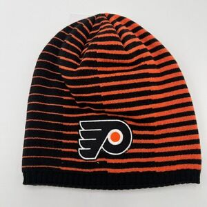 Adidas Philadelphia Flyers NHL Striped Beanie Hat Black Orange NEW